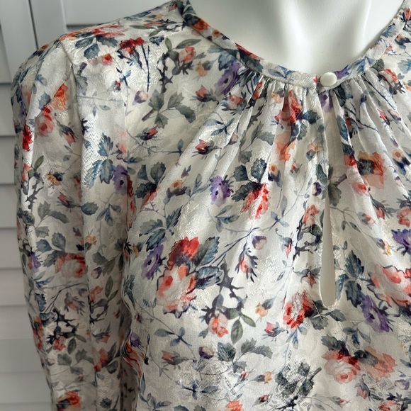 Rebecca Taylor | Ruby silk blend floral jacquard sheer blouse - Picture 4 of 11